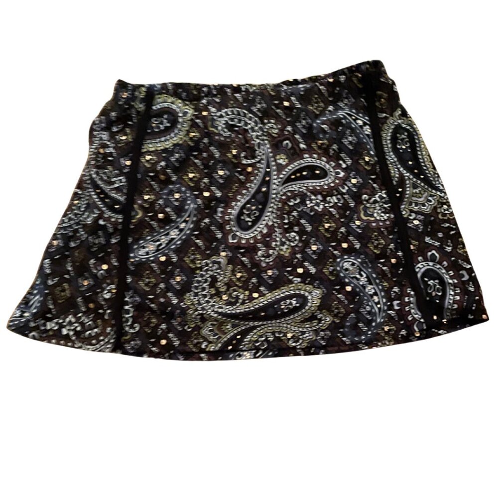Athleta Swim Cover-Up Skirt | Paisley Print Black/Gold | Size Small